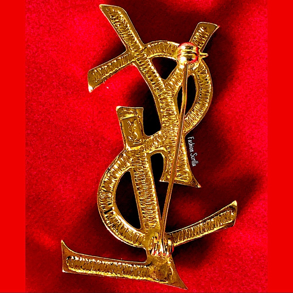 Yves Saint Laurent Vintage Opyum Gold Diamanté Crystal Brooch - Picture 2 of 6